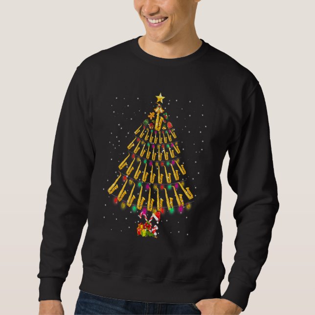 Moletom Saxofone Tree Hat em Neve Feliz Natal Xmas De (Frente)
