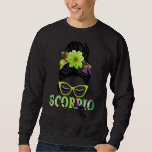 Moletom Scorpio Girl Birthday Messaging Bun Hair Flor Colo