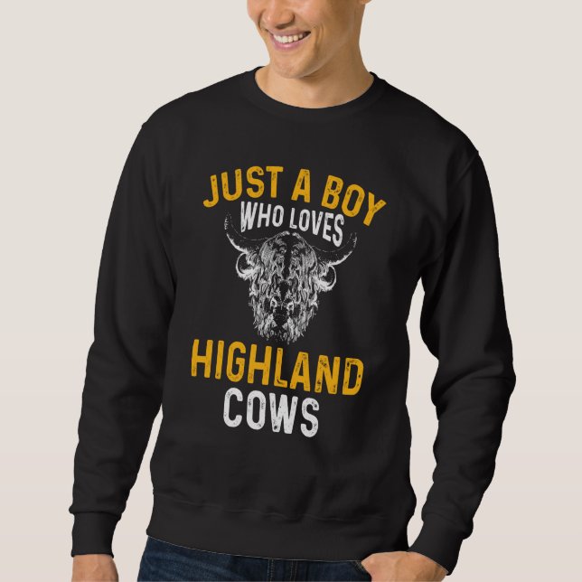 Moletom Scottish Kids Just A Boy Who Loves Highland Cows (Frente)