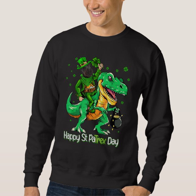 Moletom Scottish Terrier Riding Dinosaur Patricks Day Sham (Frente)