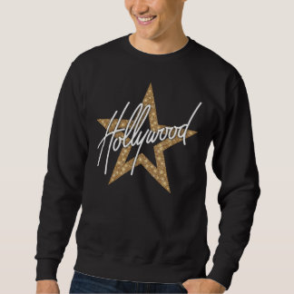 Moletom Script de Mão Branca de Hollywood com Estrela