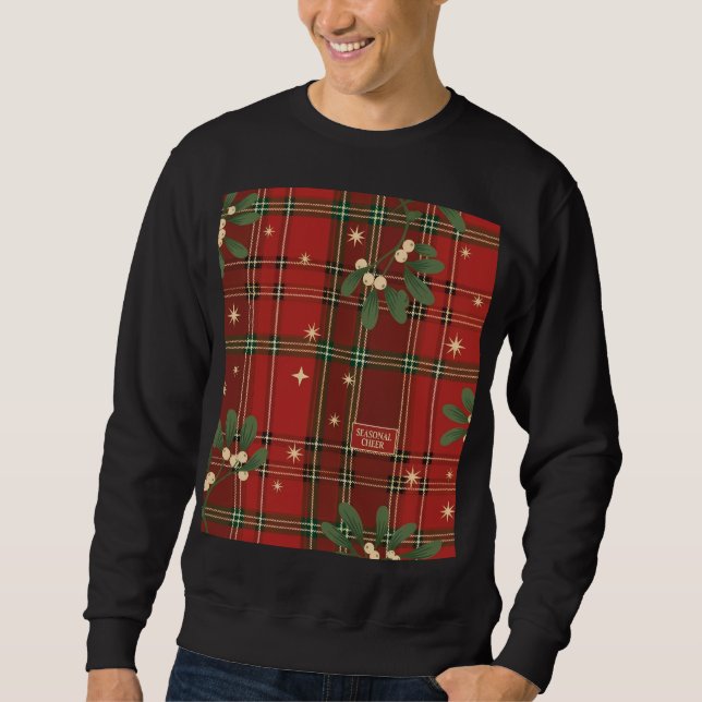 Moletom Seasonal Cheer (2) Tartan Christmas Pattern (Frente)