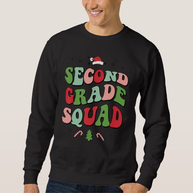 Moletom Second Grade Squad Xmas Groovy Family Christmas Pa (Frente)