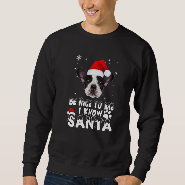 Moletom Seja Bom Para Mim Eu Conheço o Papai Noel French B (Frente)