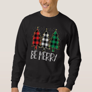 Moletom Seja Feliz Natal Árvore Buffalo Xadrez Matriz Fami