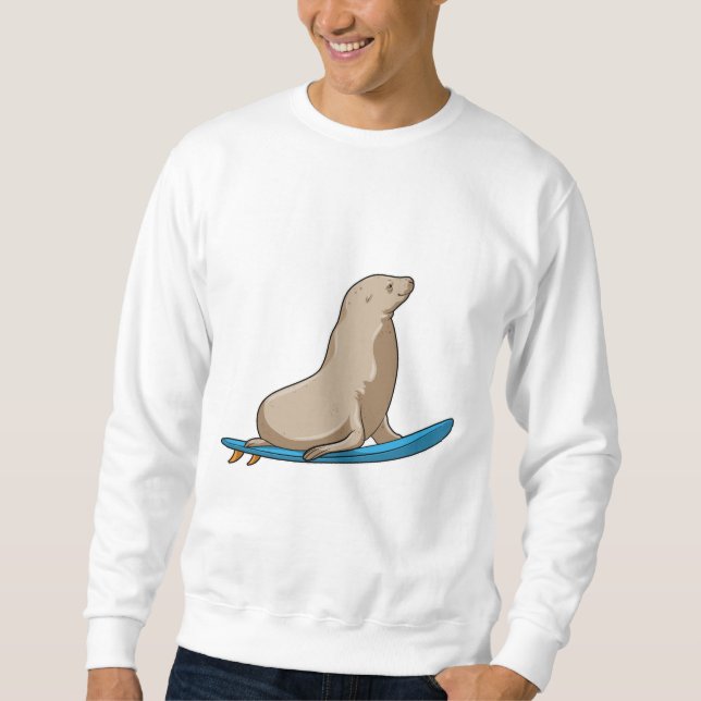 Moletom Selo como Surfer com Surfboard (Frente)