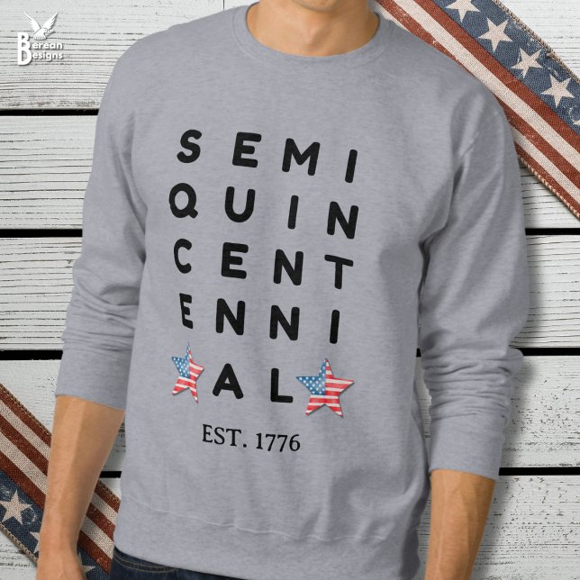 Moletom Semiquincentenário 1776 2026 América 250º Ano (Gray SEMIQUINCENTENNIAL sweatshirt to celebrate USA 250 years of Independence)