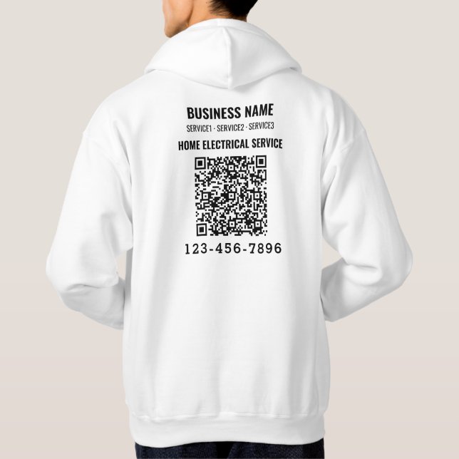 Moletom Serviço elétrico doméstico Código QR Logotipo pers (Verso)