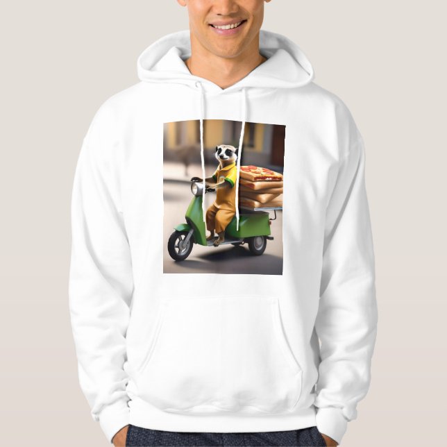 Moletom Serviço Rápido: Meerkat Entrega Pizza em Tuk-tuk (Frente)
