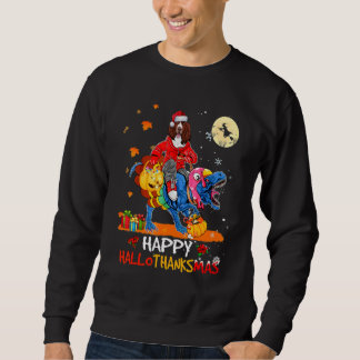 Moletom Setter Inglês Feliz Hallothanksmas Dia das Bruxas 