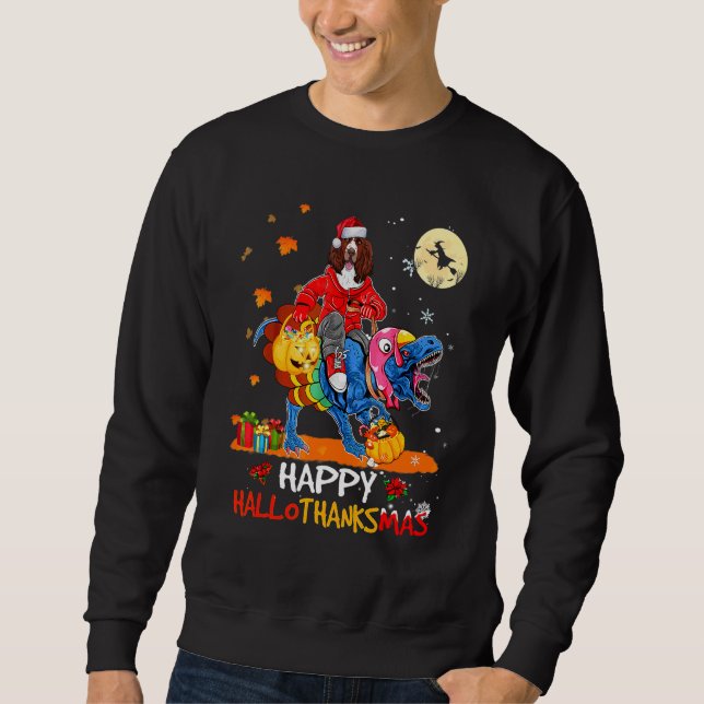 Moletom Setter Inglês Feliz Hallothanksmas Dia das Bruxas  (Frente)