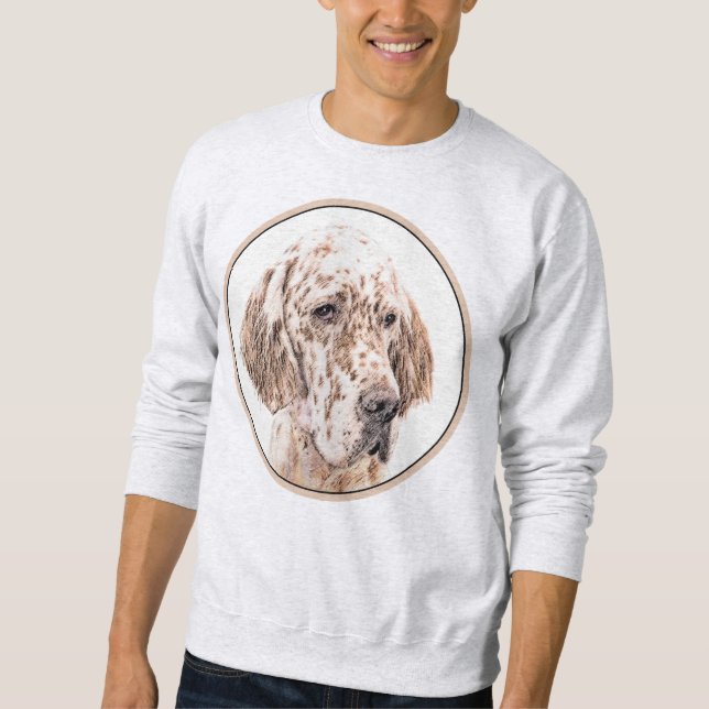 Moletom Setter Inglês Laranja Belton Pintando Arte Cão (Frente)