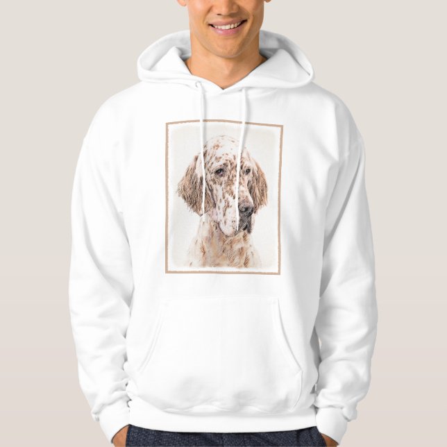 Moletom Setter Inglês Laranja Belton Pintando Arte Cão (Frente)