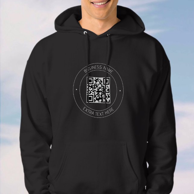 Moletom Seu código QR & Texto Editável | Preto & Branco (Criador carregado)