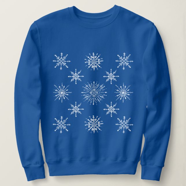Moletom Shabby Snowflakes Padrão Feriado de inverno (Frente do Design)