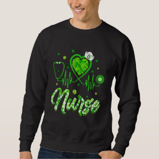 Moletom Shamrock Nurse Stethoscope Heartbeat Happy Saint P