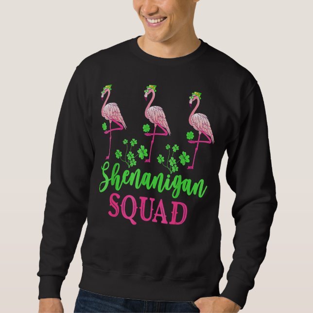 Moletom Shenanigan Squad Irish Flamingo Leprechaun Patr (Frente)
