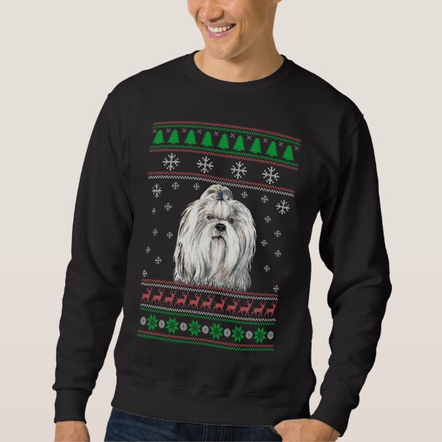 Moletom Shih Tzu Dog Lover Ugly Christmas Sweat Xmas (Frente)