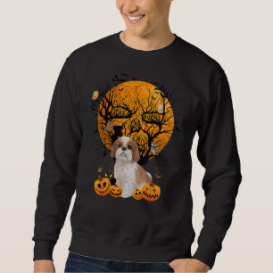 Moletom Shih Tzu Halloween Costume Moon Skull Tree Owl Men