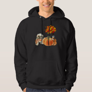 Moletom Shih Tzu Scarf Pumpkin Spice Latino Outono Folha F