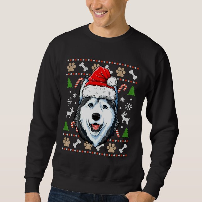Moletom Siberian Husky - Cachorro de Natal Feio Santa Hat  (Frente)