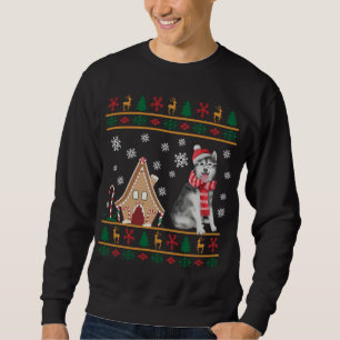 Moletom Siberian Husky Christmas Ugly Sweater Santa Hat Re