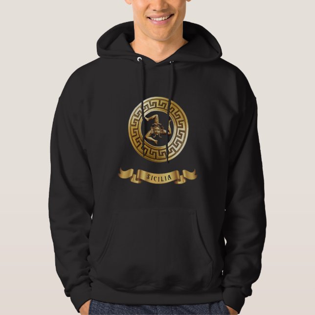 Moletom SICILIA (Símbolo de Trinacria Ouro) Hoodie (Frente)