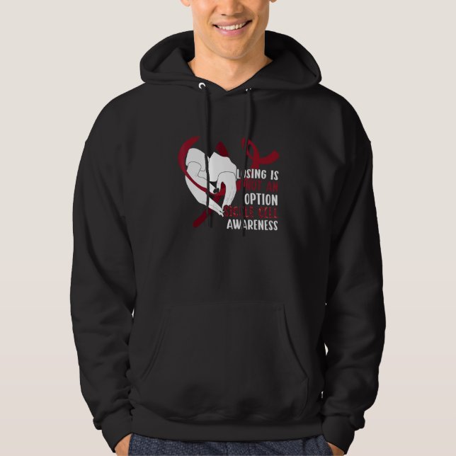 Moletom Sickle Cell Anemia Awareness   Burgundy Ribbon (Frente)