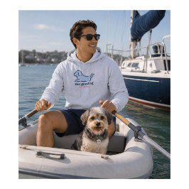 Moletom Silhueta de Cachorro em Seersucker Azul e Branco C