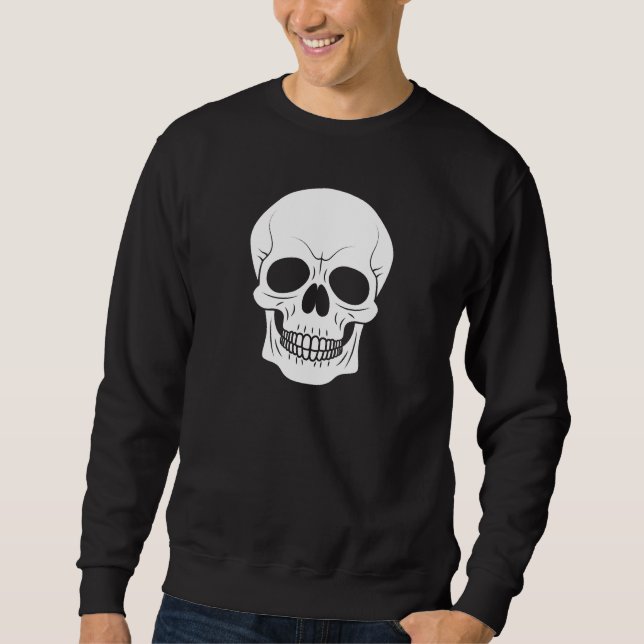 Moletom Silhute de crânio branco Halloween simples (Frente)