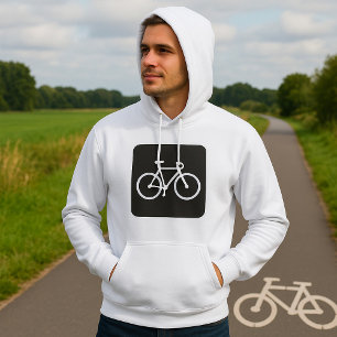 Moletom Símbolo Bicicleta Preto e Branco Mens Hoodie