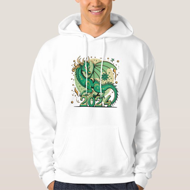 Moletom Símbolo de dragão de madeira verde 2024 chinês (Frente)