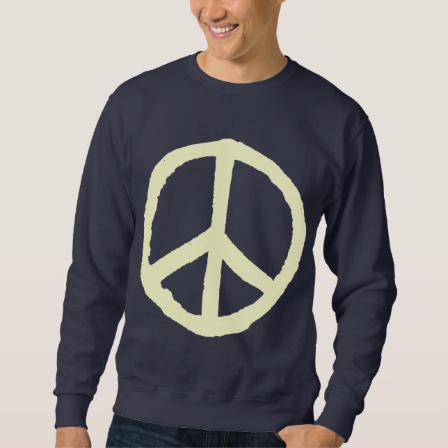 Moletom Símbolo de paz duro - Creme no escuro (Frente)