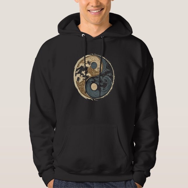 Moletom Símbolo Yin Yang de Equilíbrio e Harmonia com Onda (Frente)