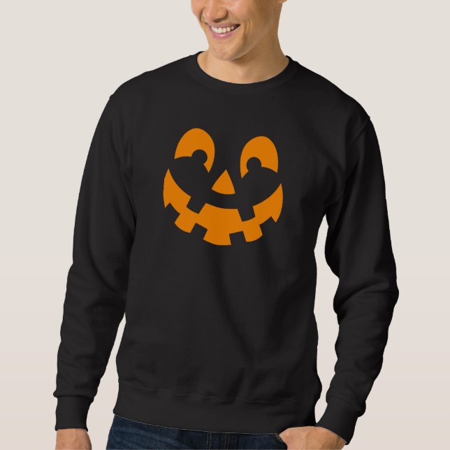 Moletom Simples Rosto de Pumpkin Laranja Silhoueen Hallowe (Frente)