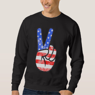 Moletom Sinal de Paz de Bandeira Americana T- 4 De Julho