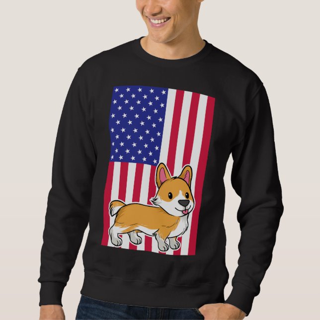 Moletom Sinalizador de Corgi Dog Usa (Frente)