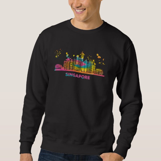 Moletom Singapura Cingapura - Skyline Colorful Cityscape (Frente)