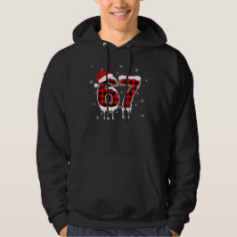 Moletom Six Seven 6 7 Meme Checkered Design with Santa Hat