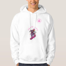 Skate Vida rosa Hoodie feliz em branco