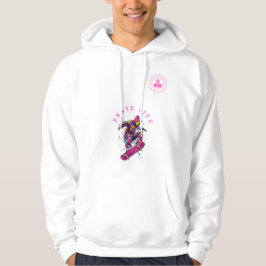 Moletom Skate Vida rosa Hoodie feliz em branco