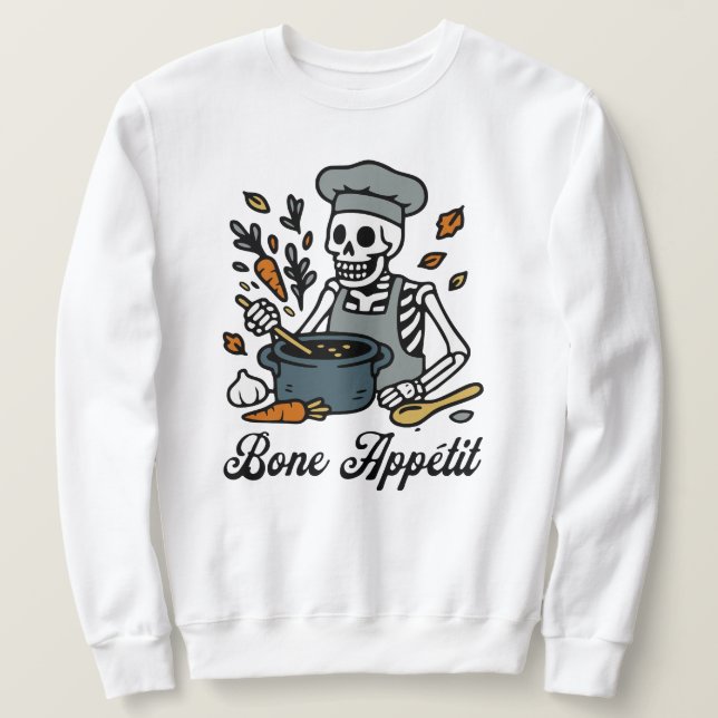 Moletom Skeleton Chef Halloween - Cozinhar de outono assus (Frente do Design)
