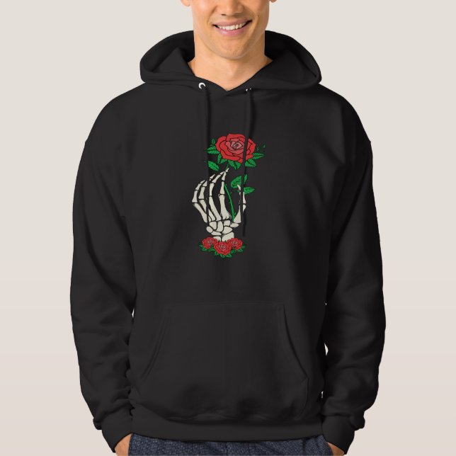 Moletom Skeleton Hand Red Rose Flower Valentine's Day Love (Frente)