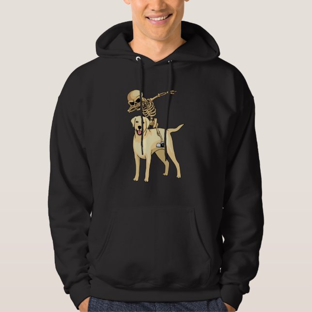 Moletom Skeleton Riding Labrador Lazy Halloween Costume Cu (Frente)