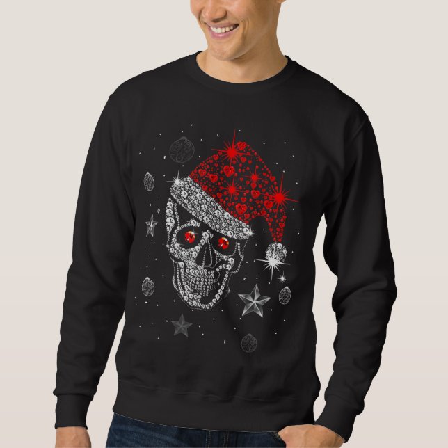 Moletom Skull Diamond Santa Hat Oferece Natal Pajama Xma (Frente)