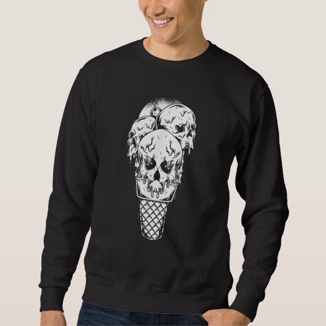 Moletom Skull Ice Cream Cone Gothic Goth Creepy Halloween  (Frente)