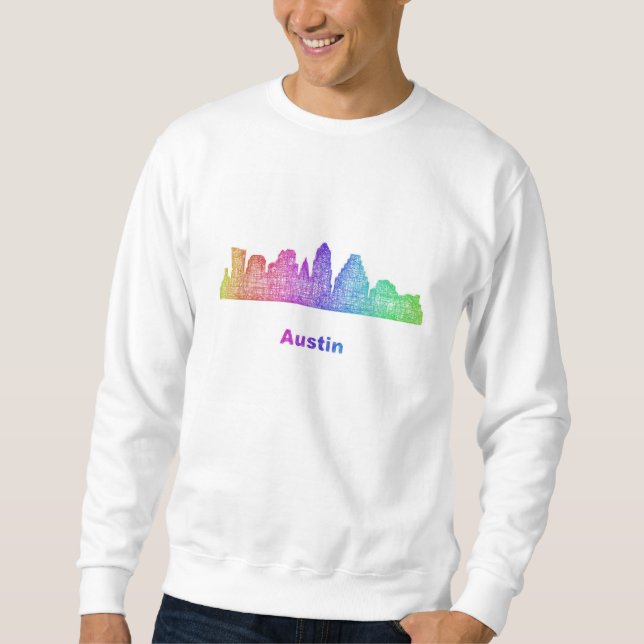 Moletom Skyline de Austin do arco-íris (Frente)