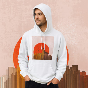 Moletom Skyline Urbano com Cityscape Cinza Vermelho