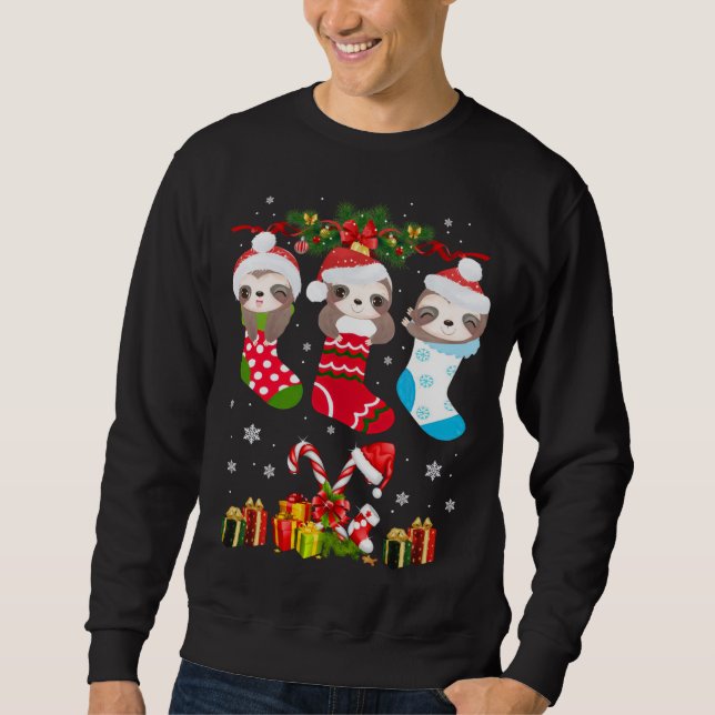 Moletom Sloth Christmas Sloth Santa Hat Lights Xmas T (Frente)