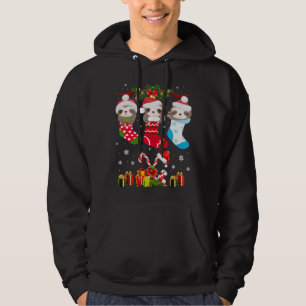 Moletom Sloth Christmas Sloth Santa Hat Lights Xmas T